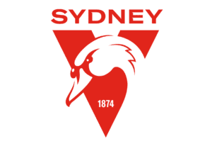 A red triangle with the words sydney 1 8 7 4 in it.